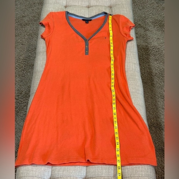 Tommy Hilfiger Orange V-Neck Polo T-Shirt Dress - Size Medium / Good Condition - Picture 5 of 10
